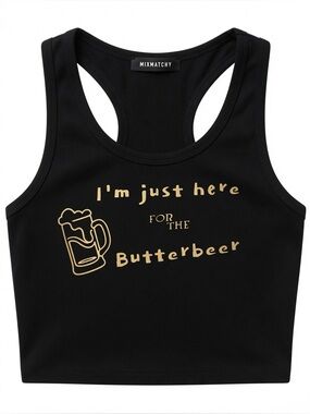 🆕 I’m Just Here for the Butterbeer Racerback Crop Tank Top